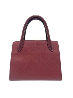 Prada Handbag Monochrome Saffiano Leather Wine
